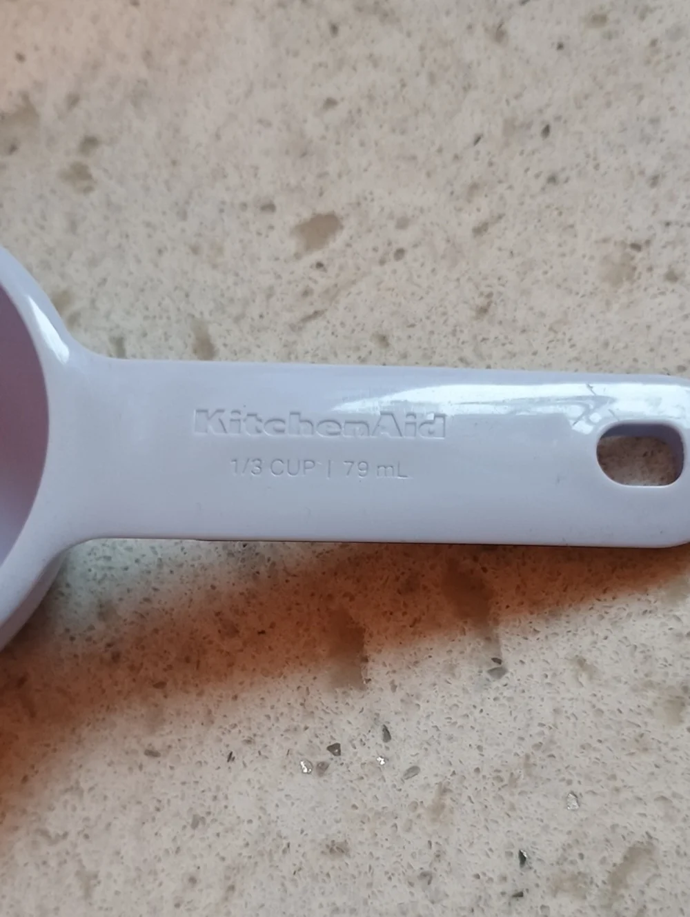 3 Piece Set KitchenAid Lavender Plastic Cup Measuring Scoop, 1, 1/3, 1/4 Cup